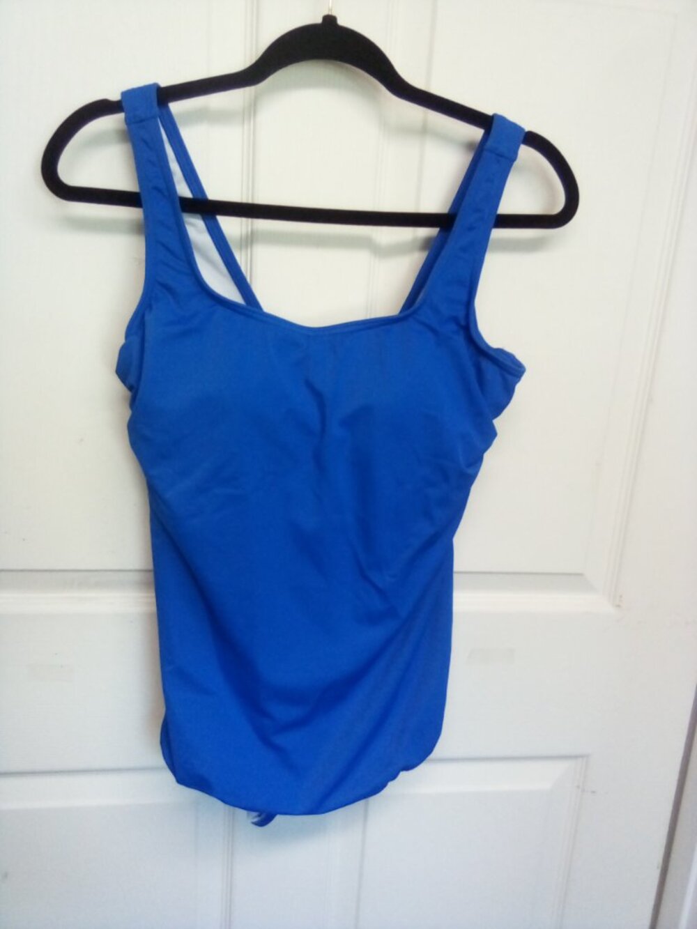 Lands' End Full Piece Royal Blue Swimsuit Scoop Neck w/ Cupped Bra Sz 14 NWT
